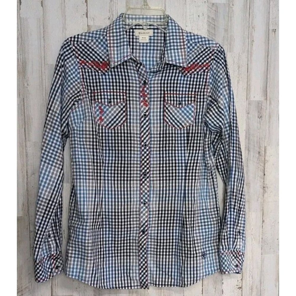 ARIAT American Rose Button Front M Shirt Embroidered Long Sleeve Western Cowgirl